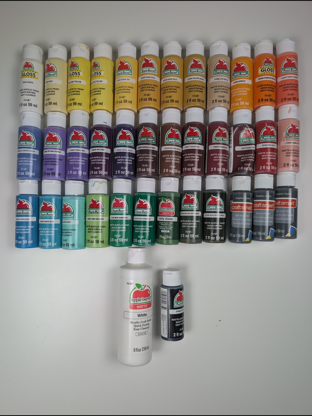 Lot Of 38 Apple Barrel & Craft Smart Acrylic Craft Paint Multi Color 2oz 8oz
